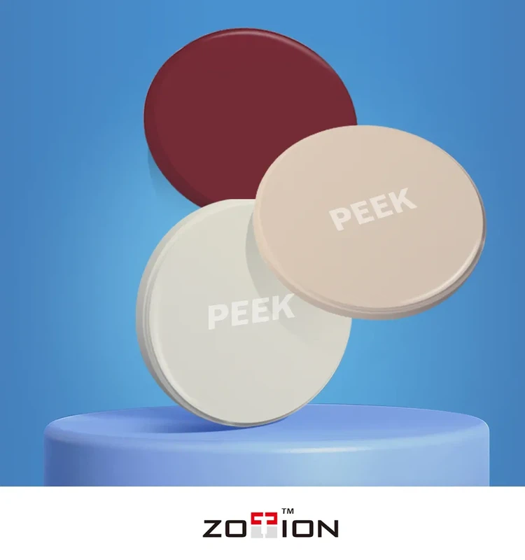 ZOTION Dental CAD CAM PEEK Disc for Removable Dentures Implant Dental PEEK Blocks ZOTION Dental CAD CAM PEEK Disc for Removable Dentures Implant Dental PEEK Blocks