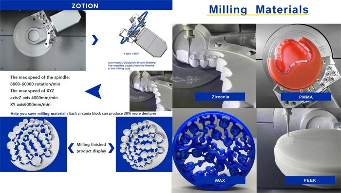 90℃milling 5 axis dental milling machine milling materials X 90℃milling 5 axis dental milling machine milling materials X